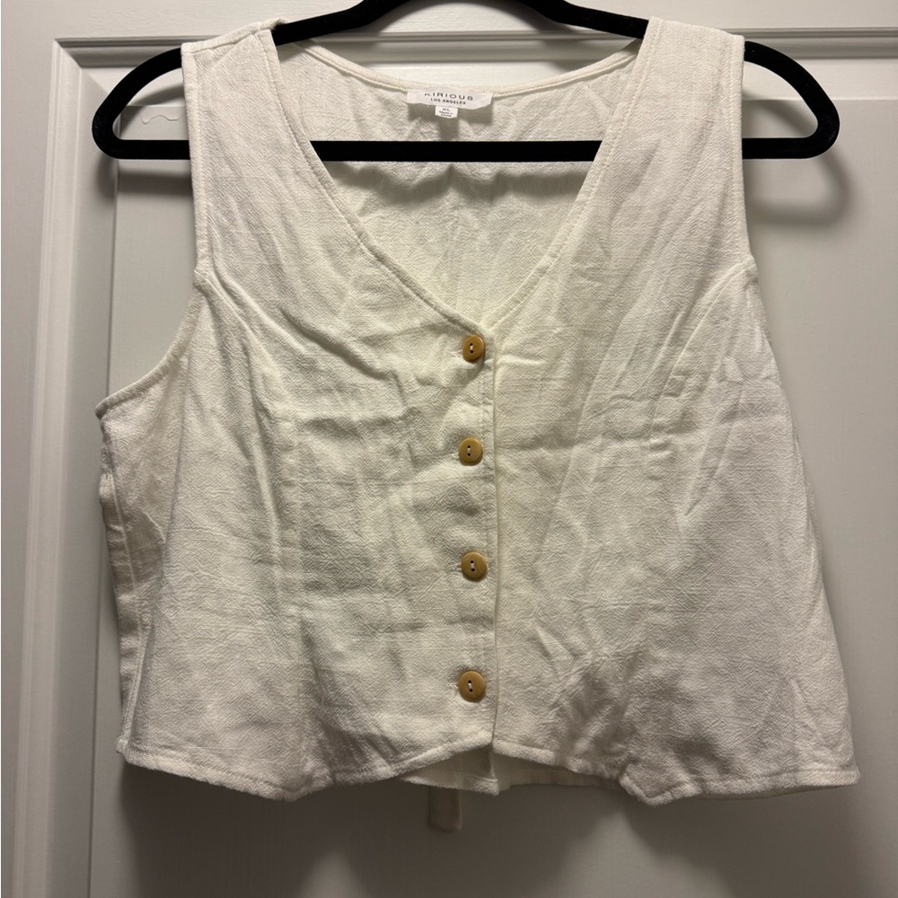 Stylish Cream Button-Up Vest
